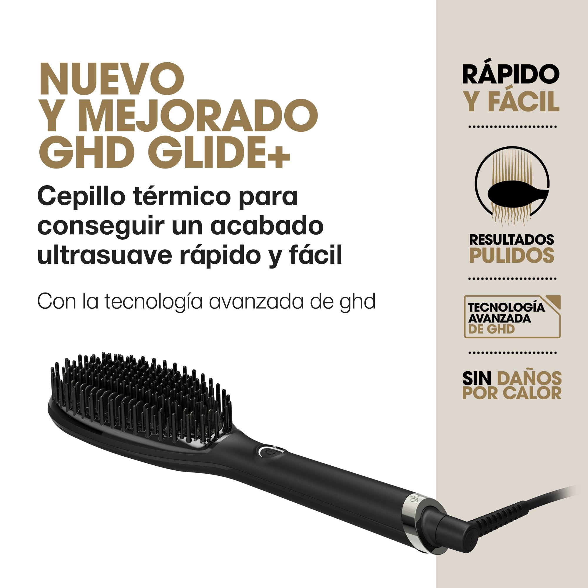 ghd Glide+ - Cepillo Térmico Alisador de Pelo, Acabado Liso Natural