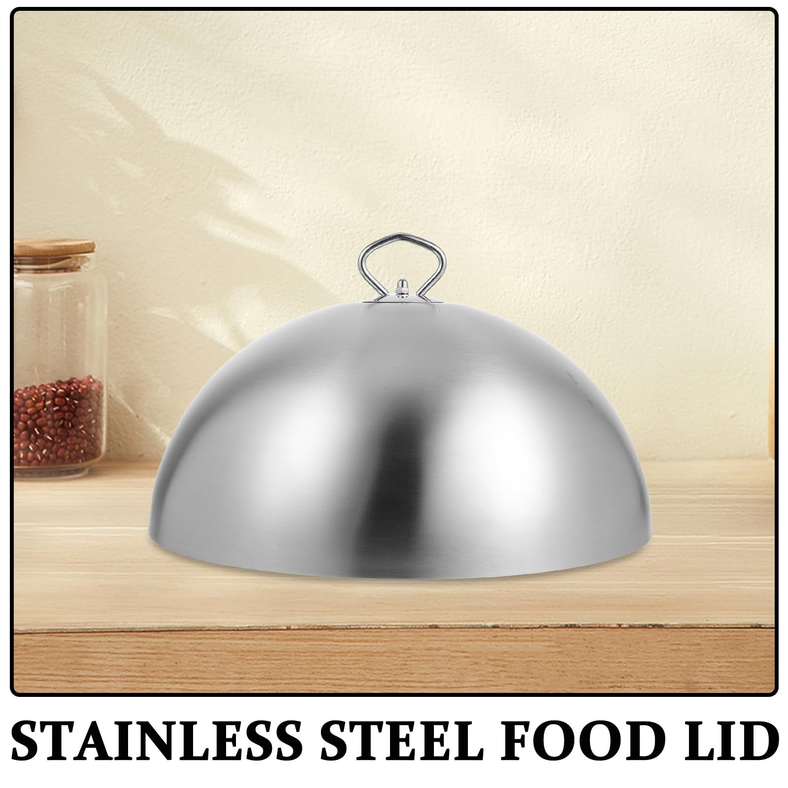 PLAFOPE Lebensmitteldeckel aus Edelstahl mit Griff Runde Schutzhaube für Steak und Küche Silberfarbene Schutzhülle zum Sicheren Abdecken und Frischhalten von Speisen