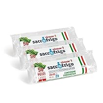 VIROSAC Sacco Frigo – Sacchetti per la Conservazione e la Congelazione Degli Alimenti, LDPE, Trasparente, 28 x 40, 50 Pezzi per Rotolo, Kit da 3 Rotoli,