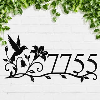 Personalized Floral House Number Sign, Custom Metal Plaque
