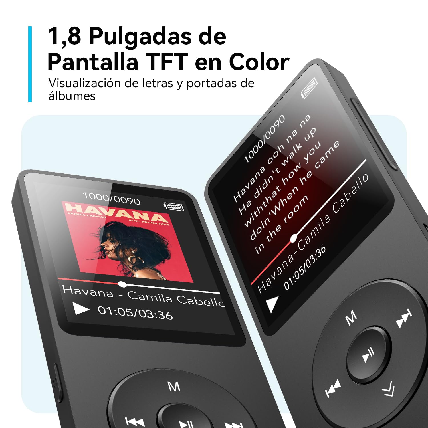 64GB Reproductor MP3 Bluetooth 5.3, AGPTEK MP3 Player, Reproductor MP3 Deportivo Portátil, 1.8" Pantalla de 70H de Reproducción, MP3 de Niños Radio FM, Externo hasta 128GB(Sin Auriculares), Negro