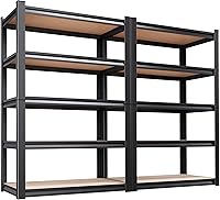 Vista 33 de Estantería de garaje de 71 pulgadas de alto, estantes de almacenamiento de 5 niveles, metal resistente, estante ajustable de acero para almacén