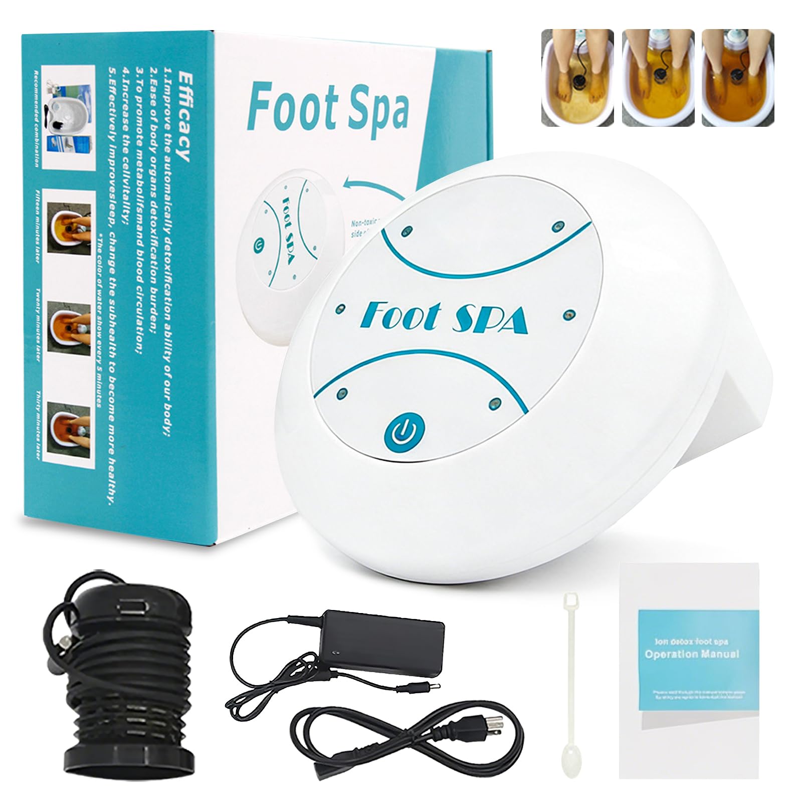Baño de pies de iones, baño de pies por electrólisis, desintoxicación portátil, sistema de baño de pies desintoxicante, dispositivo compacto de spa iónico (sin cuenca)