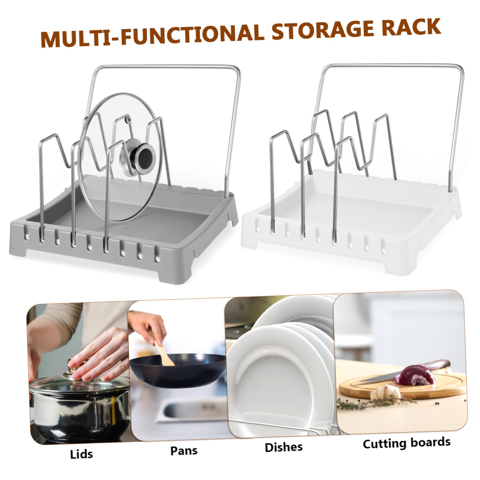 Cabilock 2piezas Rejilla para Tapas de Ollas de Cocina Organizador de Tablas de Cortar Soporte para Tapas de Ollas para Cocina