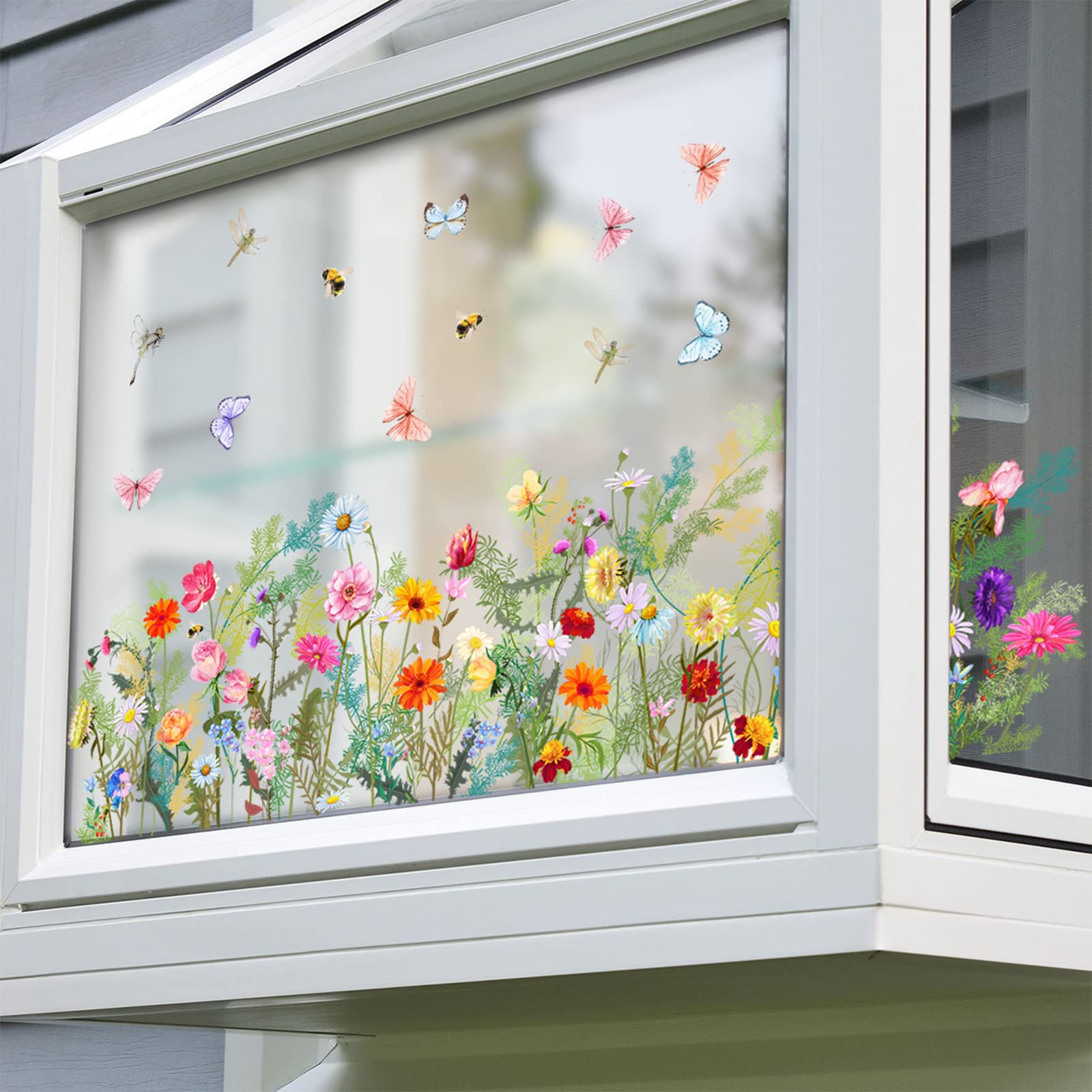 Pellicola Per Vetri Non Adesiva Satinata Con Decorazione Orchidea E Farfalla, 69x180 Cm, Per Privacy E Protezione UV