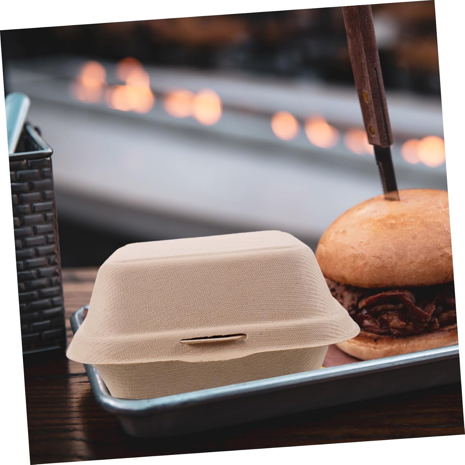 PRETYZOOM 50pcs Disposable Burger Packing Boxes Stackable Takeaway Containers for Food Storage Lightweight and Practical Storage for Parties Home and Restaurants