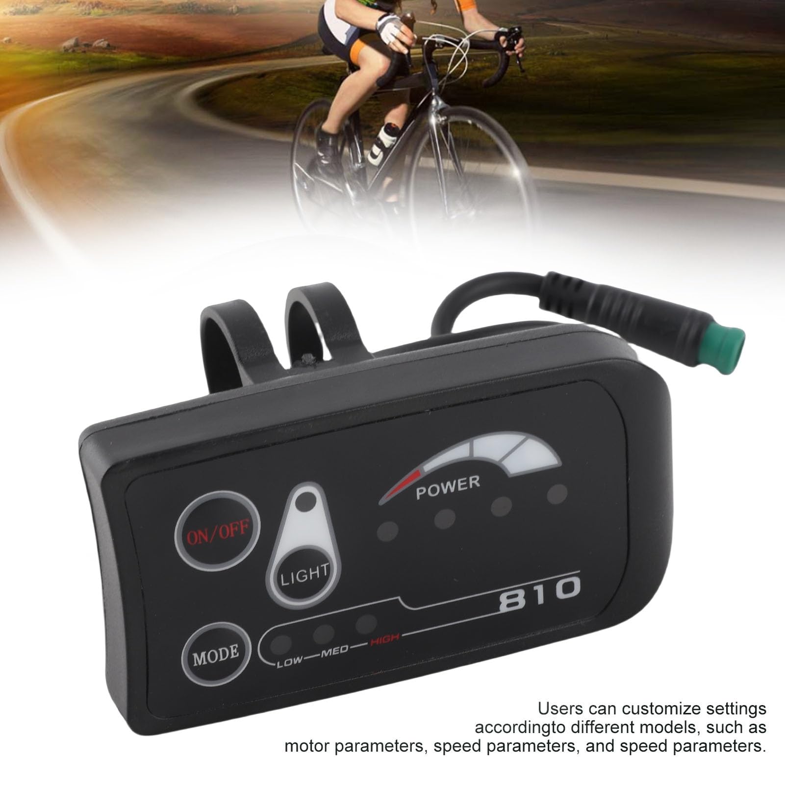 KIMISS 48V Pannello di Controllo Display LED per Bicicletta Elettrica Impermeabile, Misuratore Display LED 36V 48V S810 per Modifica Bici Elettrica, Impostazioni Personalizzabili
