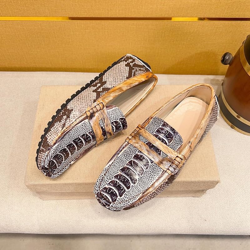 Mens Loafers Shoe Genuine Leather Crocodile Embossed Penny Loafers Flexible Slip Resistant Anti-Slip Classic Fashion Slip-ons3