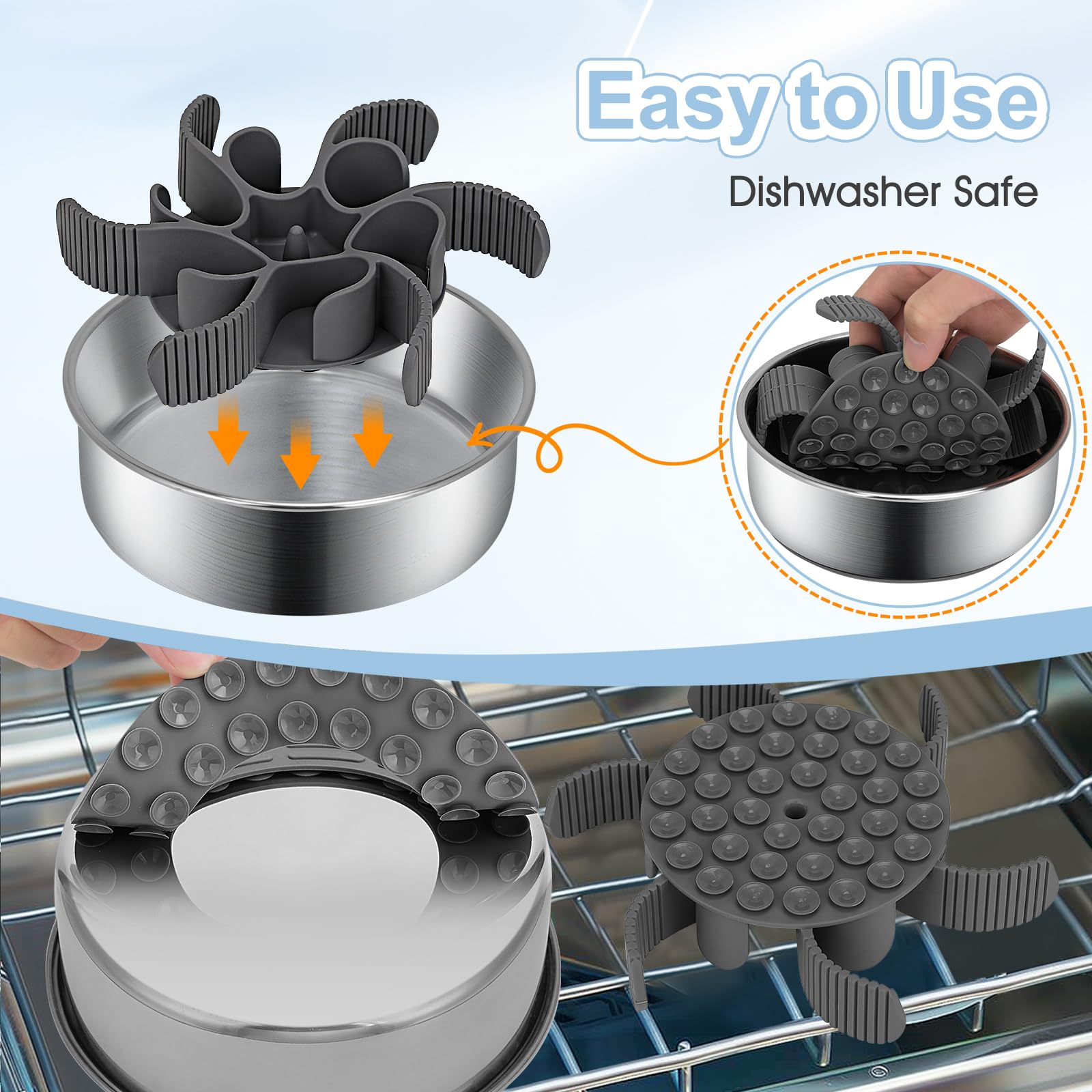 2-in-1 Slow Feeder Dog Bowls, Stainless Steel Pet Bowls with Silicone Feeder Insert, Removable Non-Slip Rubber Base for Dogs to Slow Down Eating (Small Breed) - image 4