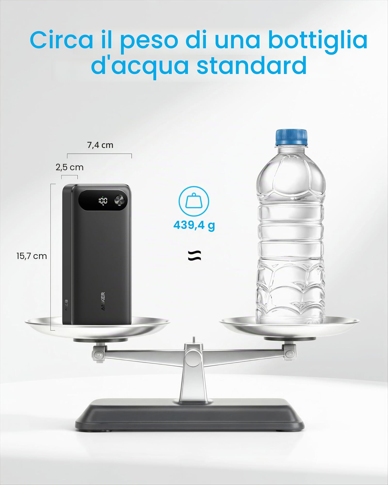 Anker Power Bank, Caricabatterie Portatile da 20.000 mAh, con Cavo USB C Integrato, Batteria a Ricarica Rapida 87 W, 2 USB-C e 1 USB-A, per MacBook, iPhone 17/16 Serie, Samsung, Switch, e Altro Ancora