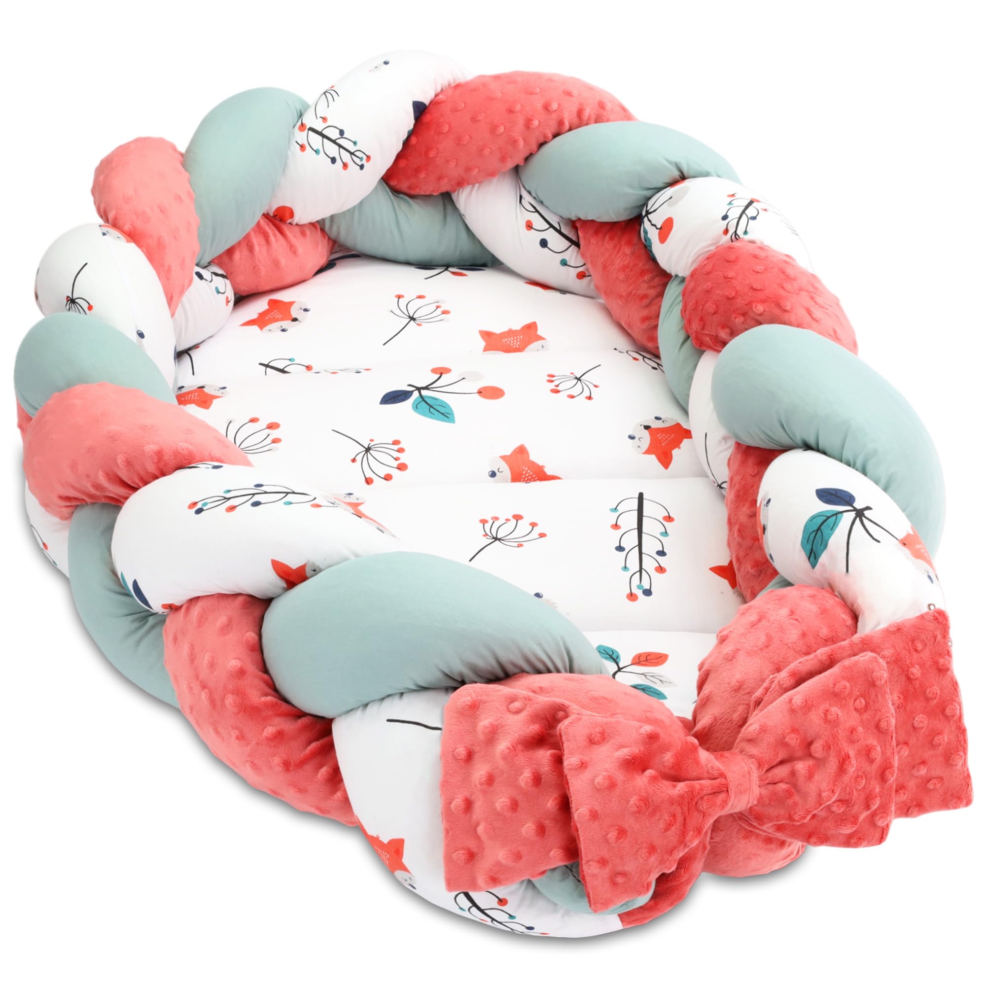 Nid d'enfant nouveau-né nid bébé 75 x 45 cm - nid câlin avec oreiller tresse ensemble pliable nid bébé double face lit bébé Renard