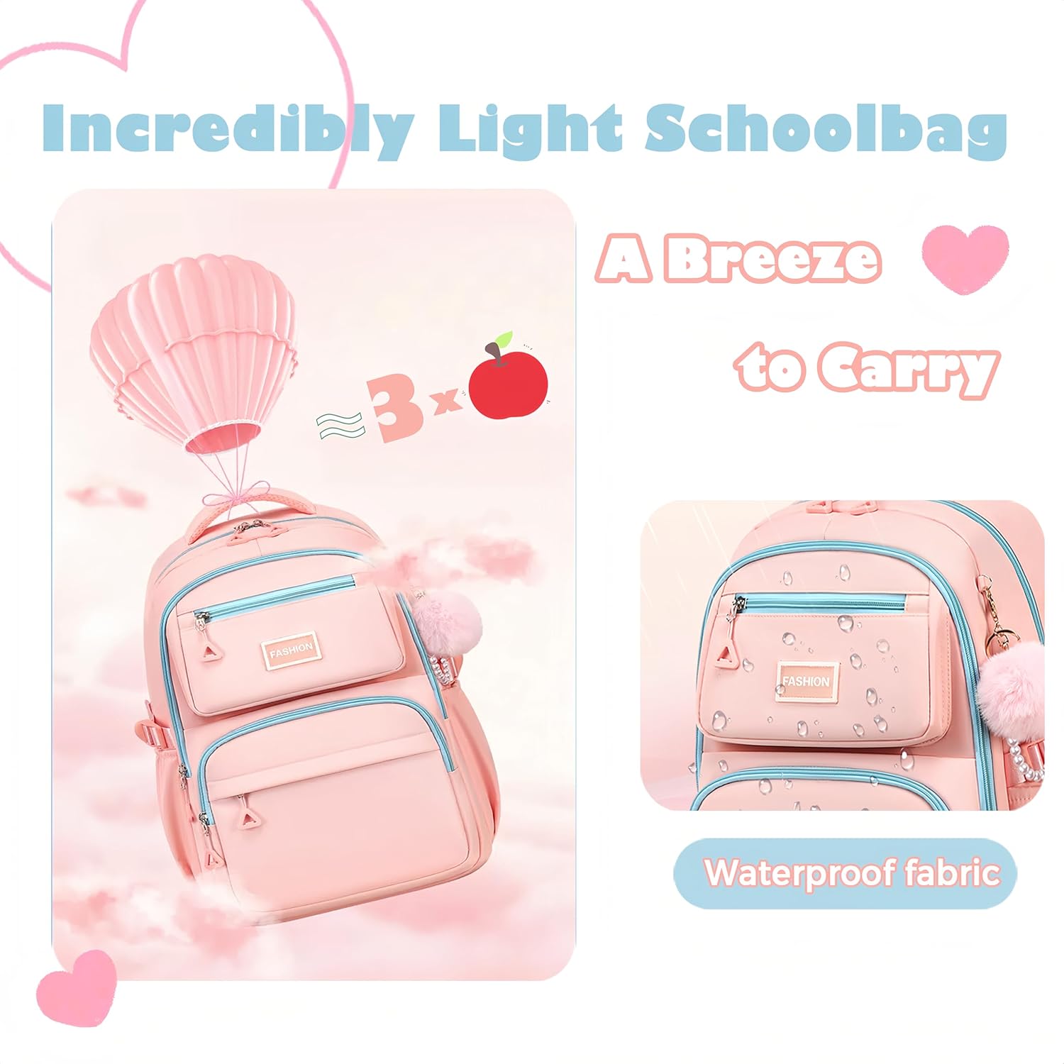 Cute Backpack for Women Girls Elementary Middle High School College Teens Kids Large Preppy Aesthetic Bookbag (Black)