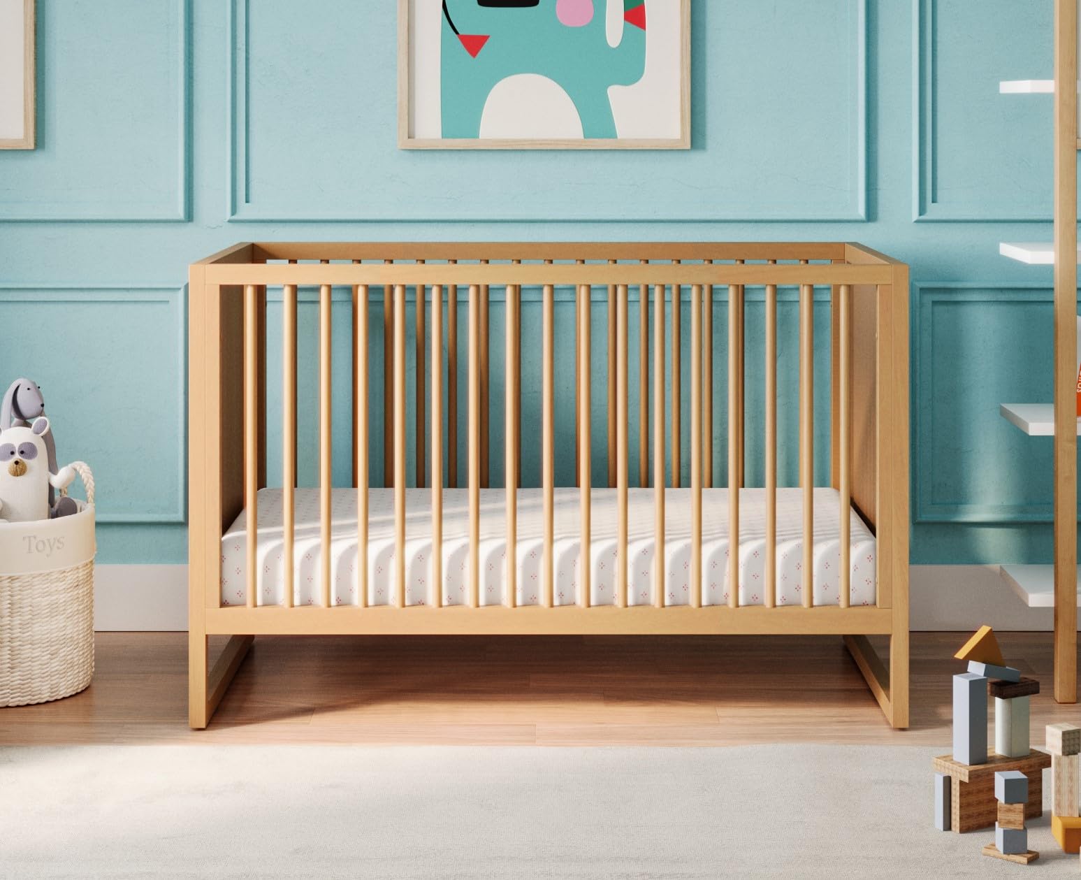 Nurture& The Crib - Baby, Toddler Convertible Crib | Sustainable Non-Toxic Materials | 3 Adjustable Heights - Grows with Your Baby (Toddler Guardrail NOT Included) (All Natural)