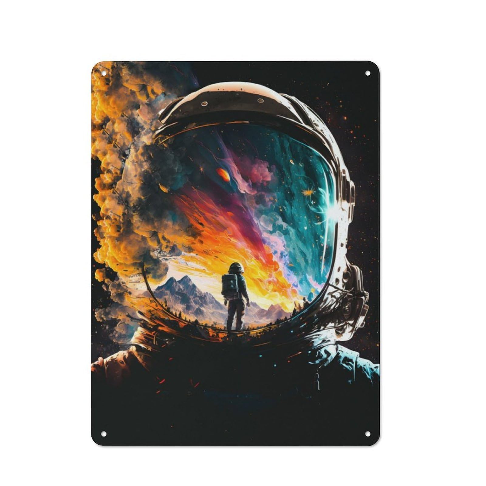 Junmoney Astronaut Portrait 04 Metal Plaque 40X30cm With For Workshop Wall, Retro Decor, A New Home Gift For Collectors Of Metal Signs