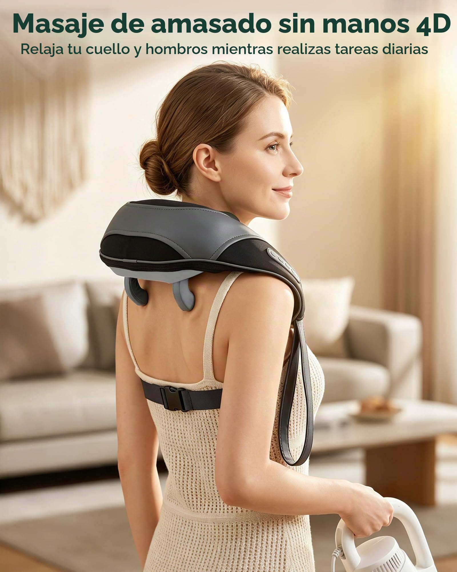 Snailax Masajeador de cuello inalámbrico 4D mejorado con calor, masajeador de cuello shiatsu eléctrico con amasador, masajeador para cuello, hombros, espalda, piernas, regalos para hombres y mujeres