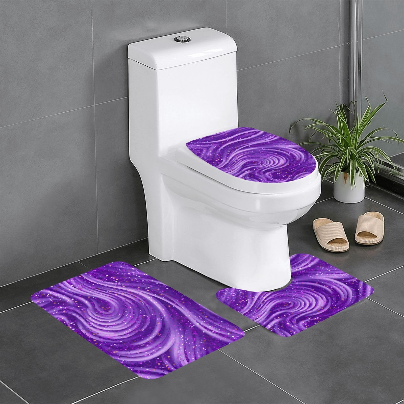 Tapis de salle de bain imprimé violet 61x40 cm tapis toilettes facile à nettoyer