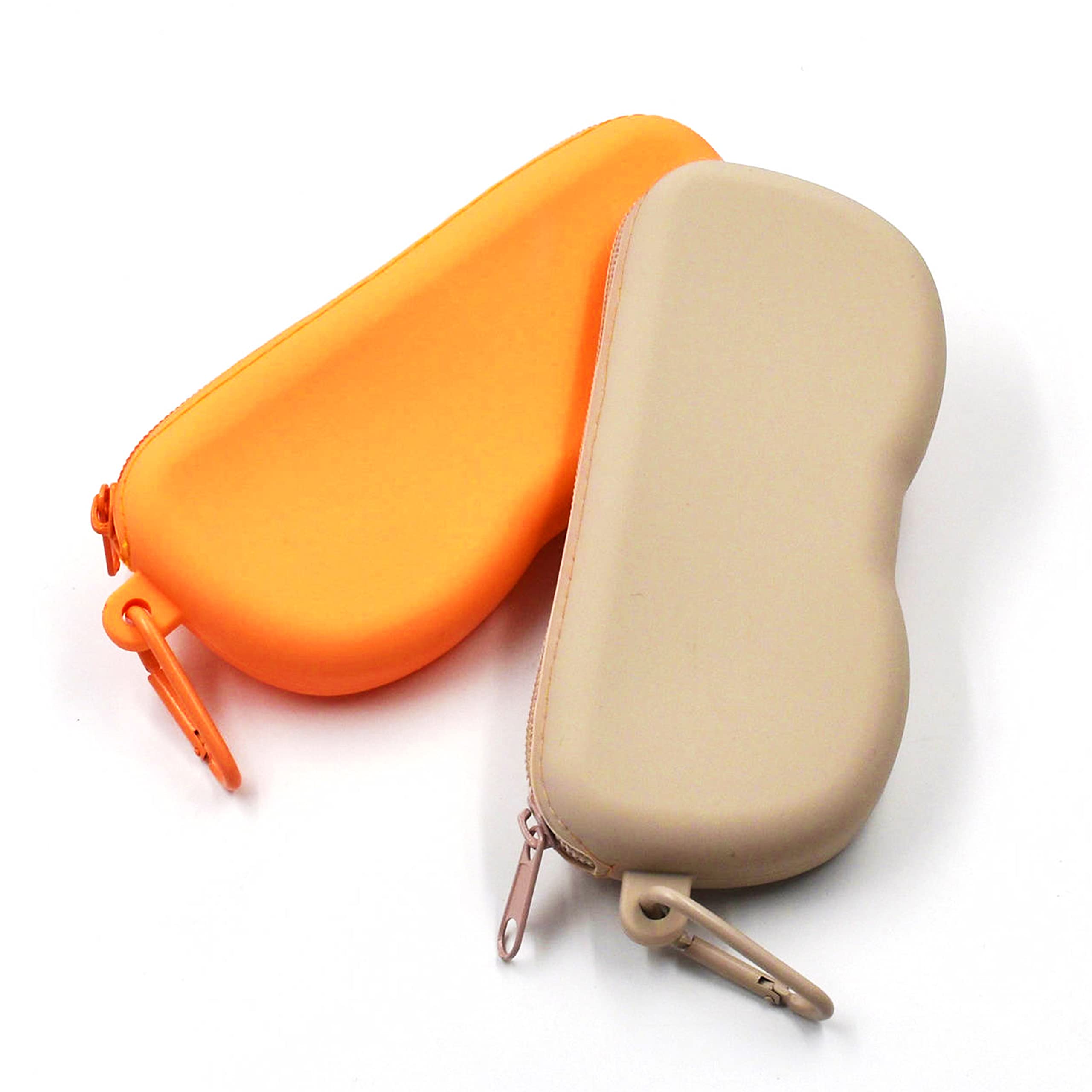 2Pcs Premium Silicone Glasses Case with Hook/Glasses Holder/Soft Eyeglass Cases for Women/Men/Sunglass Holder/Reading Glasses Case/Zipper Pouch/Sunglasses Travel Case and Eyeglass Keychain