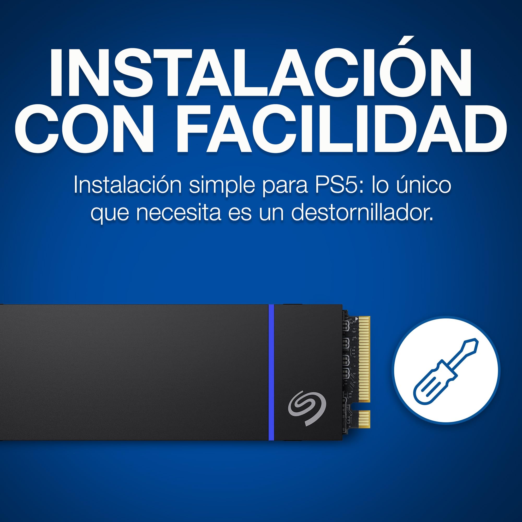 Seagate Game Drive PS5 NVMe SSD 1 TB, unidad de estado sólido interna, PCIe Gen4 NVMe 1.4, con licencia oficial, hasta 7400 Mb/s con disipador de calor, Rescue Services (ZP1000GP3A2001)
