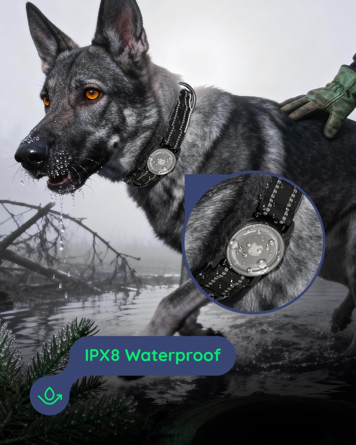 upgrade airtag dog collar,with ipx8 waterproof airtag holder | reflective ultra-durable | soft padded | lock buckle | heavy duty | fit small medium large dogs?black1?l(17"?23")?