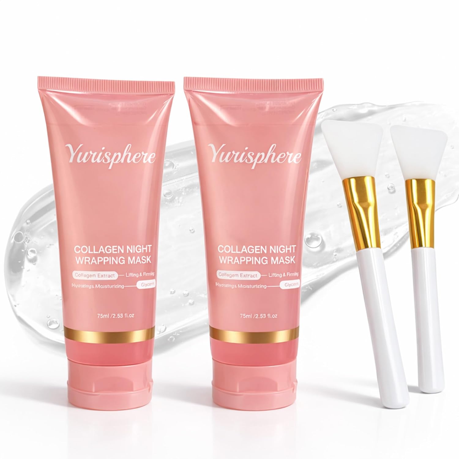 Collagen Overnight Peel Off Face Mask - Real Collagen Wrapping Mask for Glass Skin - Deep Hydration, Elasticity & Pore Care - Skincare for Glowing, Firming & Moisturizing 2P