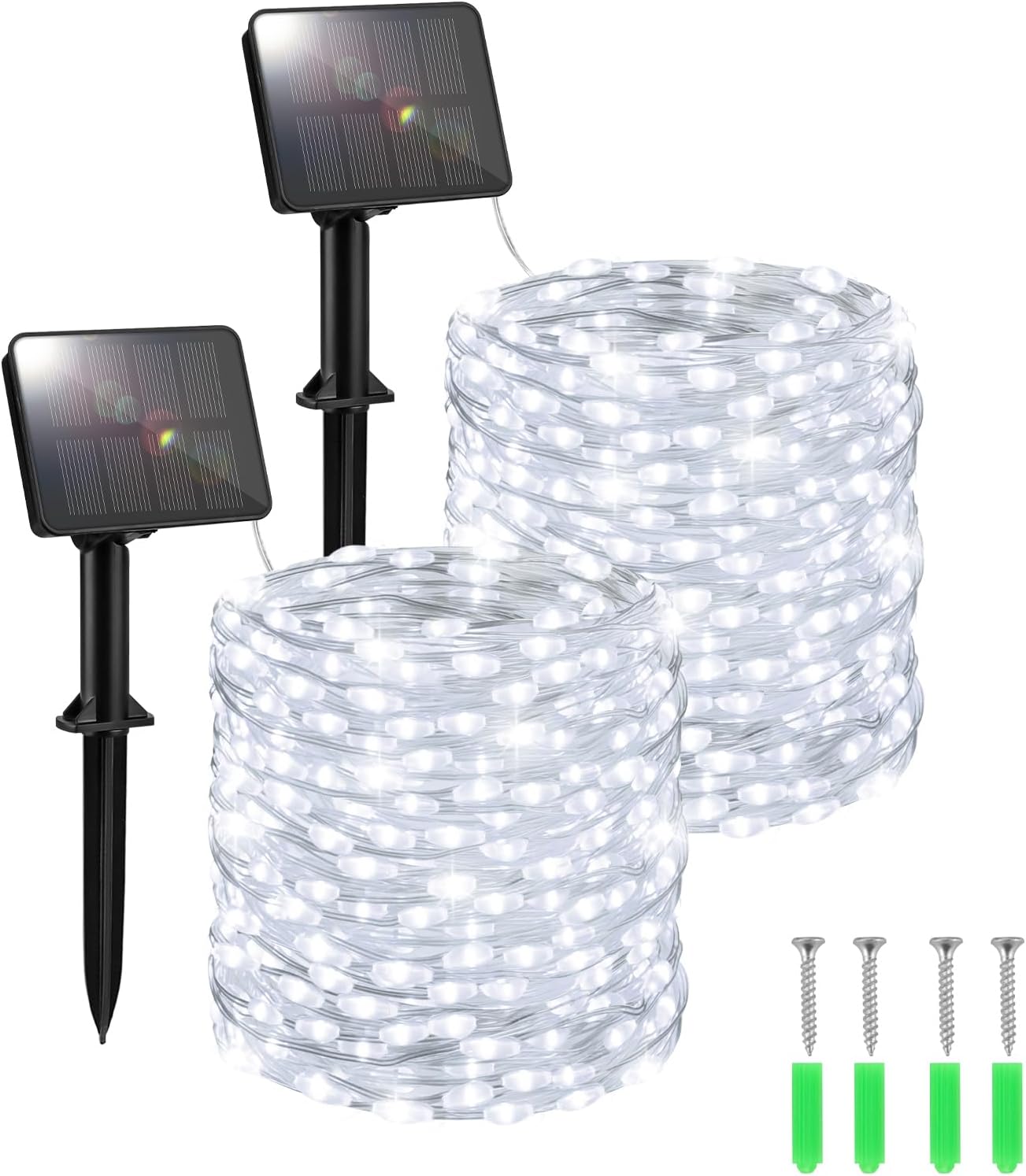 FFZZKJ Solar Lights Outdoor Garden Waterproof Total 240LED 12Mx2 Pack Outdoor Solar Lights for Garden Patio Balcony Terrace Veranda Tree, Cold White FFZZKJ Solar Lights Outdoor Garden Waterproof Total 240LED 12Mx2 Pack Outdoor Solar Lights for Garden Patio Balcony Terrace Veranda Tree, Cold White