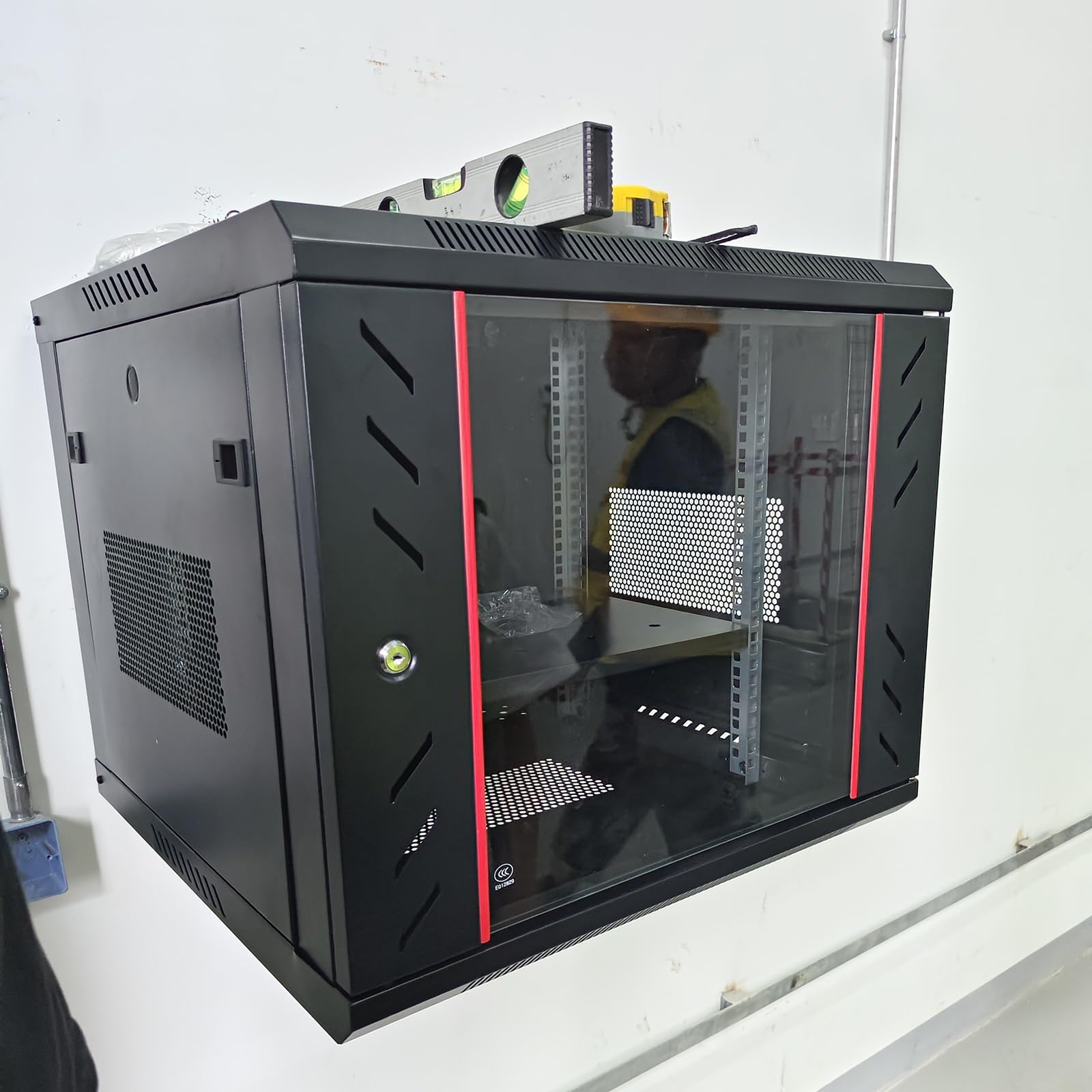 Baie Informatique Armoire De Serveur Murale avec Portes Et Côtés, Racks Et Armoires pour Équipements Informatiques Et Appareils Audiovisuels(22U)