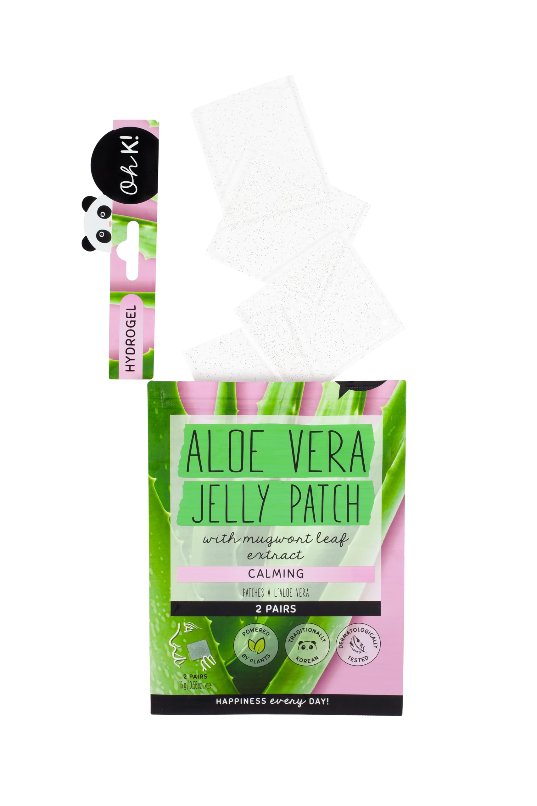 Oh K! Calming Aloe Vera Jelly Face and Body Patches, Multi-Use, with Mugwort Leaf Extract, K Beauty, Biodegradable