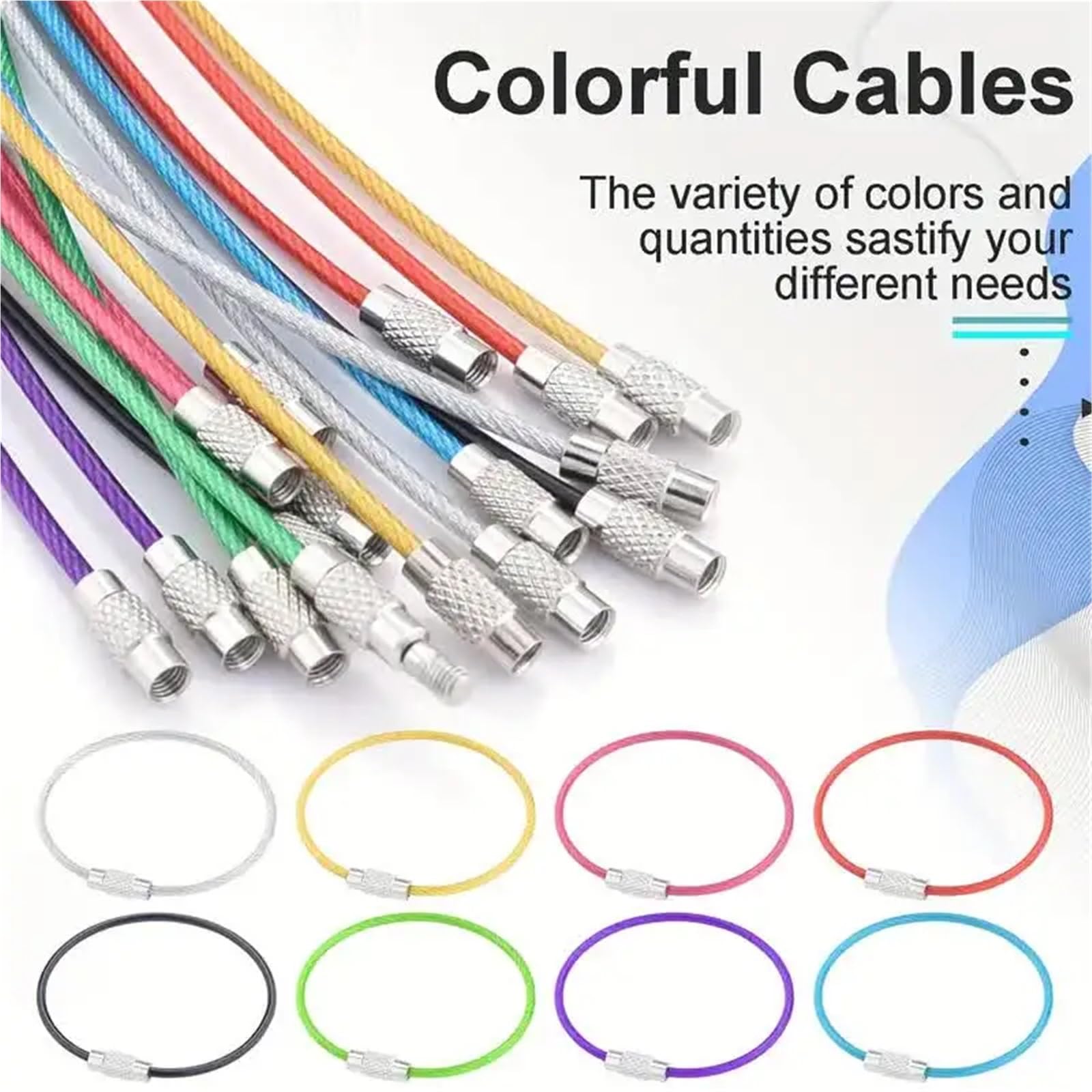 Llavero de acero inoxidable Llaveros de cable de acero inoxidable de 200 piezas, avión de viaje(Black)