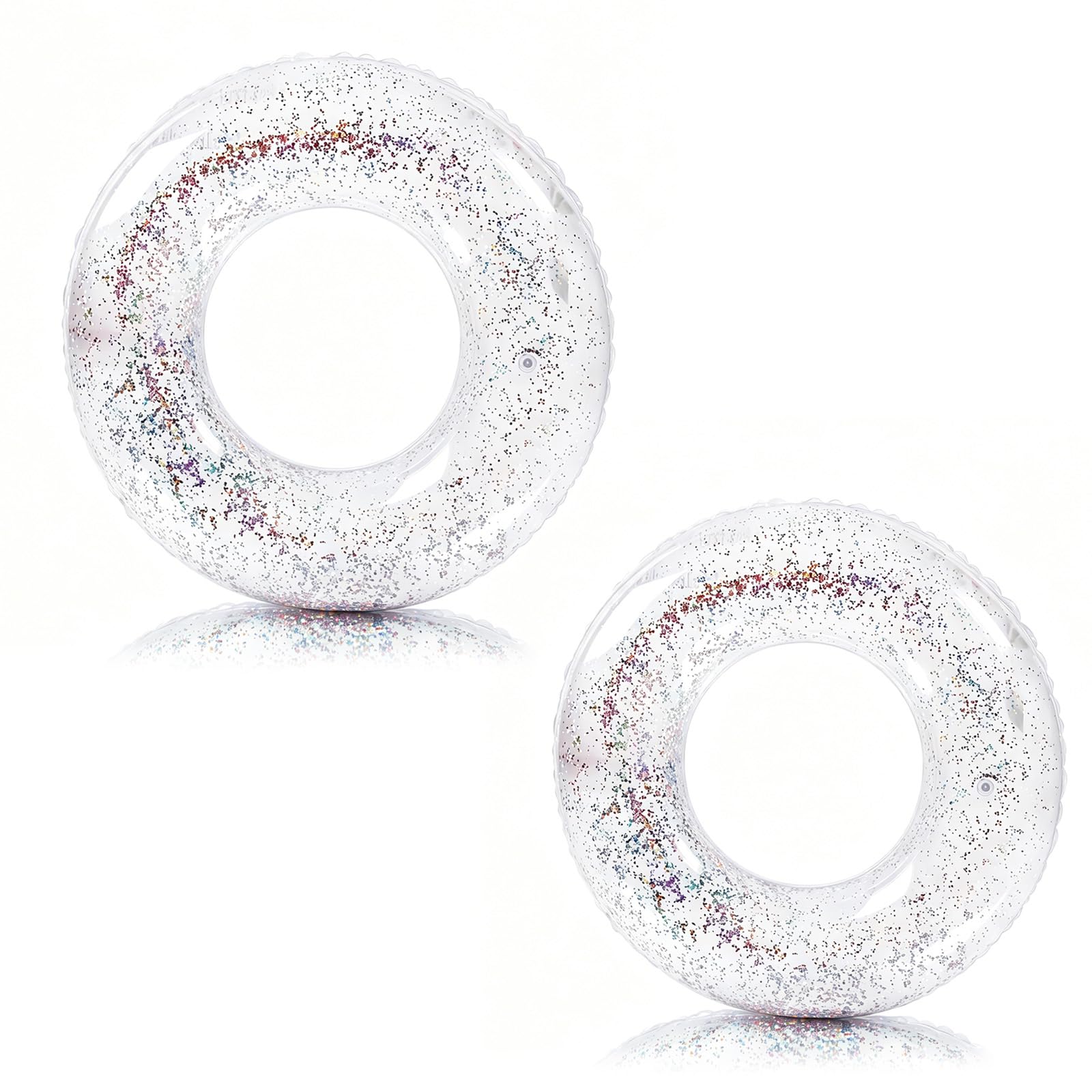 2Pcs Swimming Ring Inflatable Rubber Rings for Kids, 70cm Color Sequins Inflatable Pool Ring Floaties Swim Rings Water Float Inflatables Pool Floats for Boys Girls Summer Pools Beach Party Water Sport