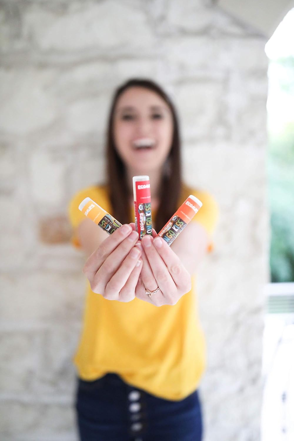 Eco Lips Lip Balm Mongo Kiss Organic 7 Pack - Vanilla Honey, Acai Berry, Peppermint, Pomegranate, Banana, Yumberry, Blood Orange, 100% Organic with Mongongo Oil - Soothe & Moisturize Dry, Cracked Lips