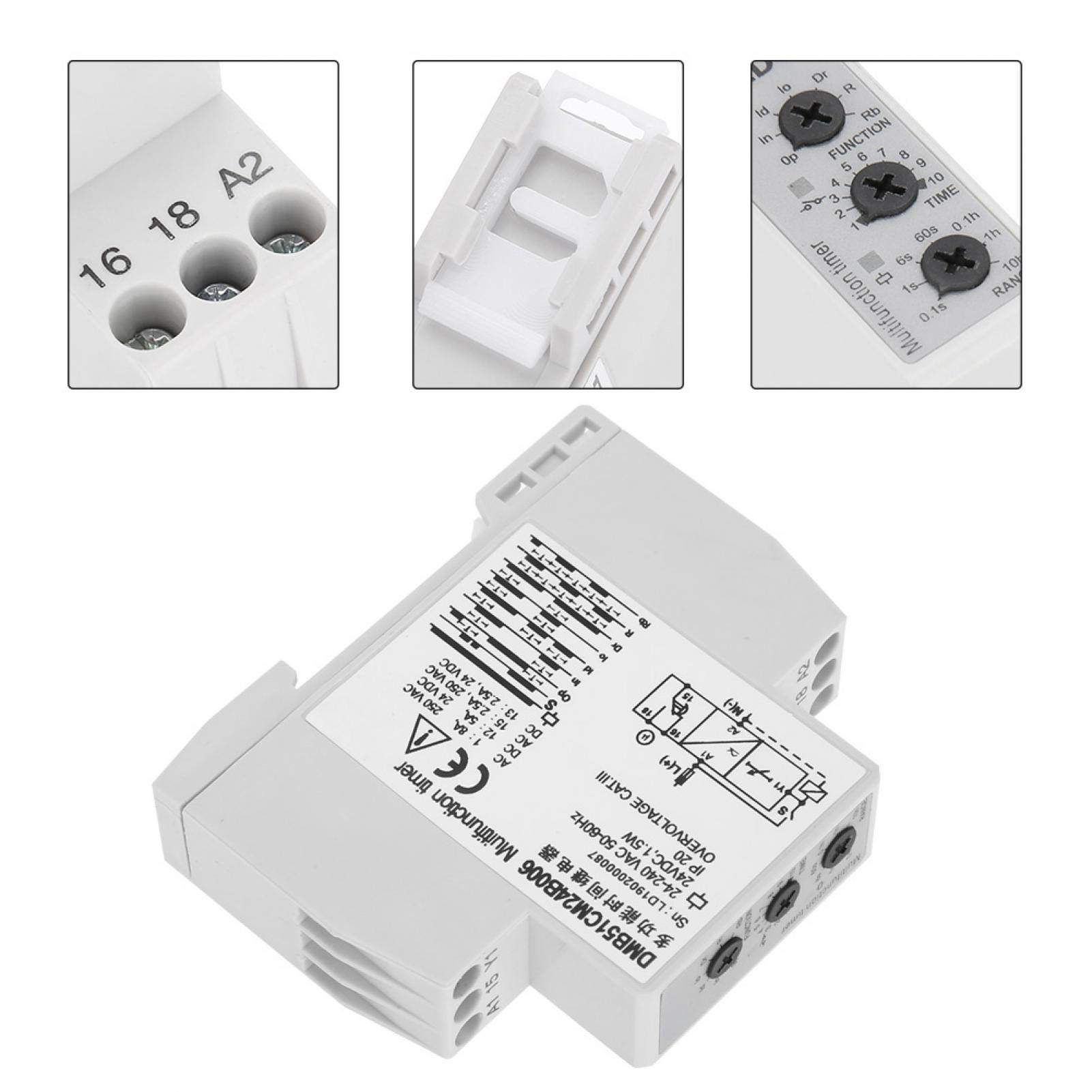DC 24V & AC 24-240V Zeitrelais Mehrspannungszeitrelais Verzögerung Ausschalten mit 7 Funktionsmöglichkeiten Verzögerungszeitrelaisschalter
