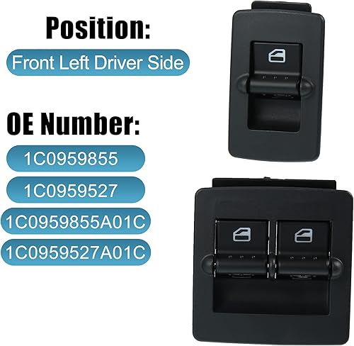 Miniatura 2 de X AUTOHAUX Interruptor maestro de elevalunas eléctrico del lado del conductor y del lado del pasajero delantero Juego de interruptores de control