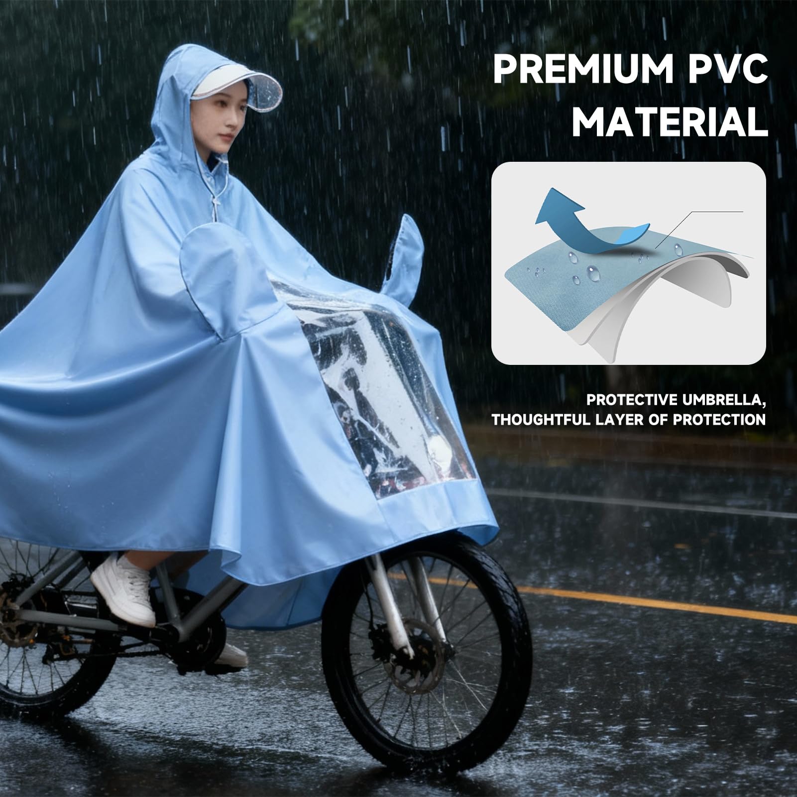 impermeable, material de PVC Ciclo eléctrico Rain Poncho Long Full Body Full Cycling Rain impermeable, para scooters eléctricos