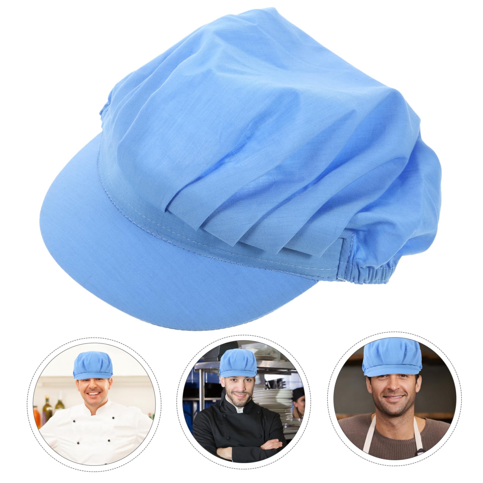 NIYANGLE Breathable Elastic Chef Hat for Men Women Comfortable Cooking Cap Dust Protection Washable Reusable Work Headgear for Culinary Professionals Home Chefs Blue
