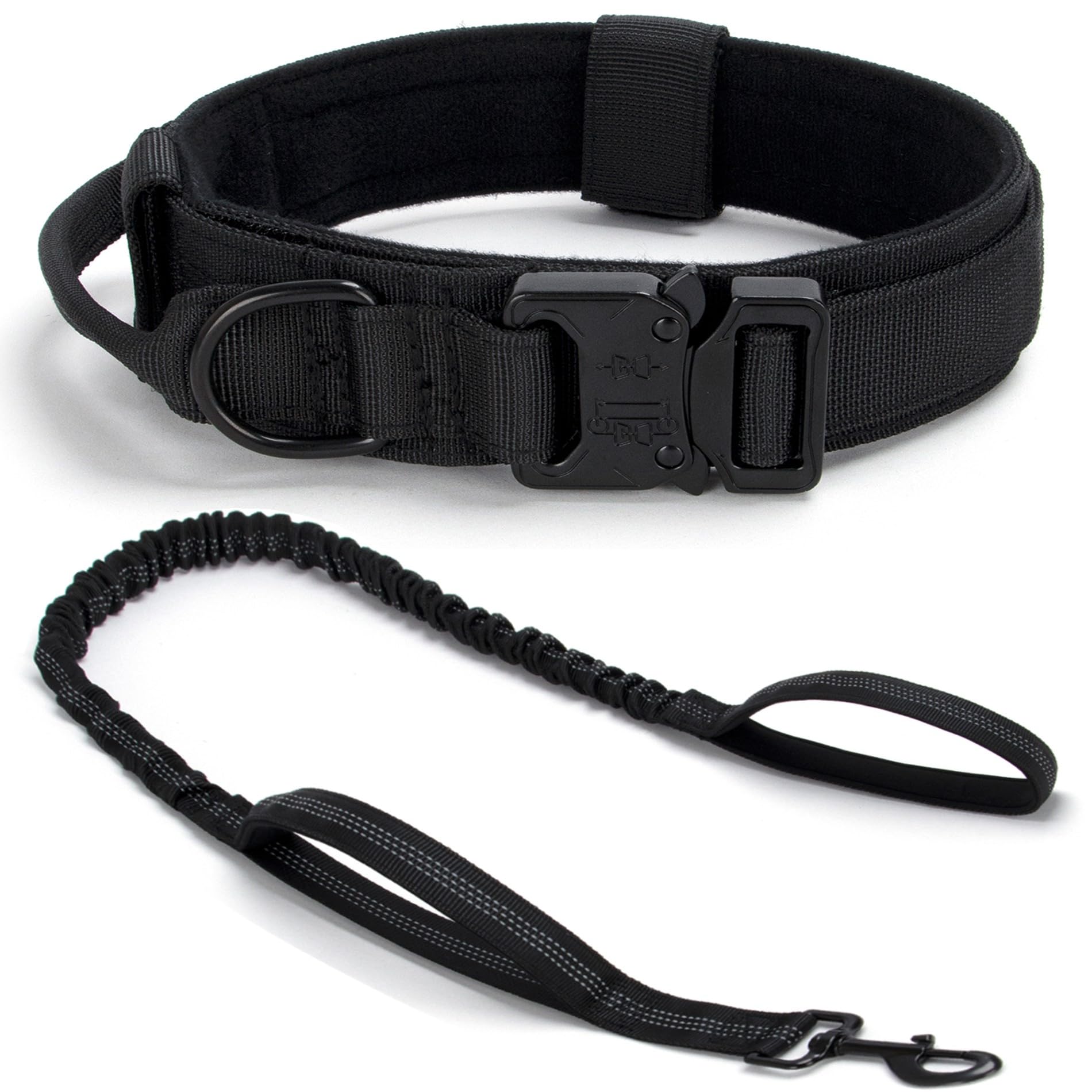 Tactical Dog Collar Set, Adjustable Military Training Nylon Dog Collar with Control Handle and Heavy Quick-Release Metal Buckle for Small Medium Large