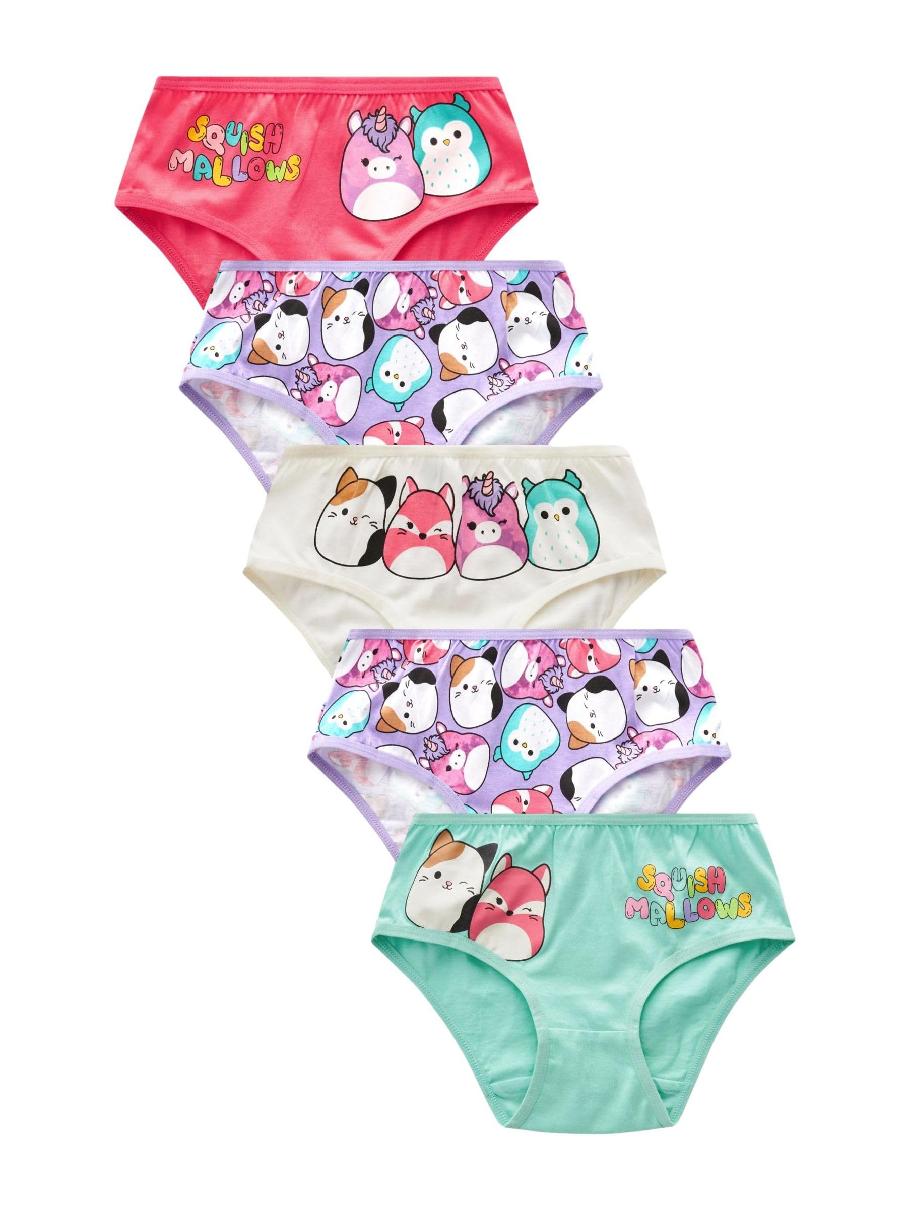 NEXT Ragazza Squishmallows - Confezione da 5 Slip in 100% Cotone