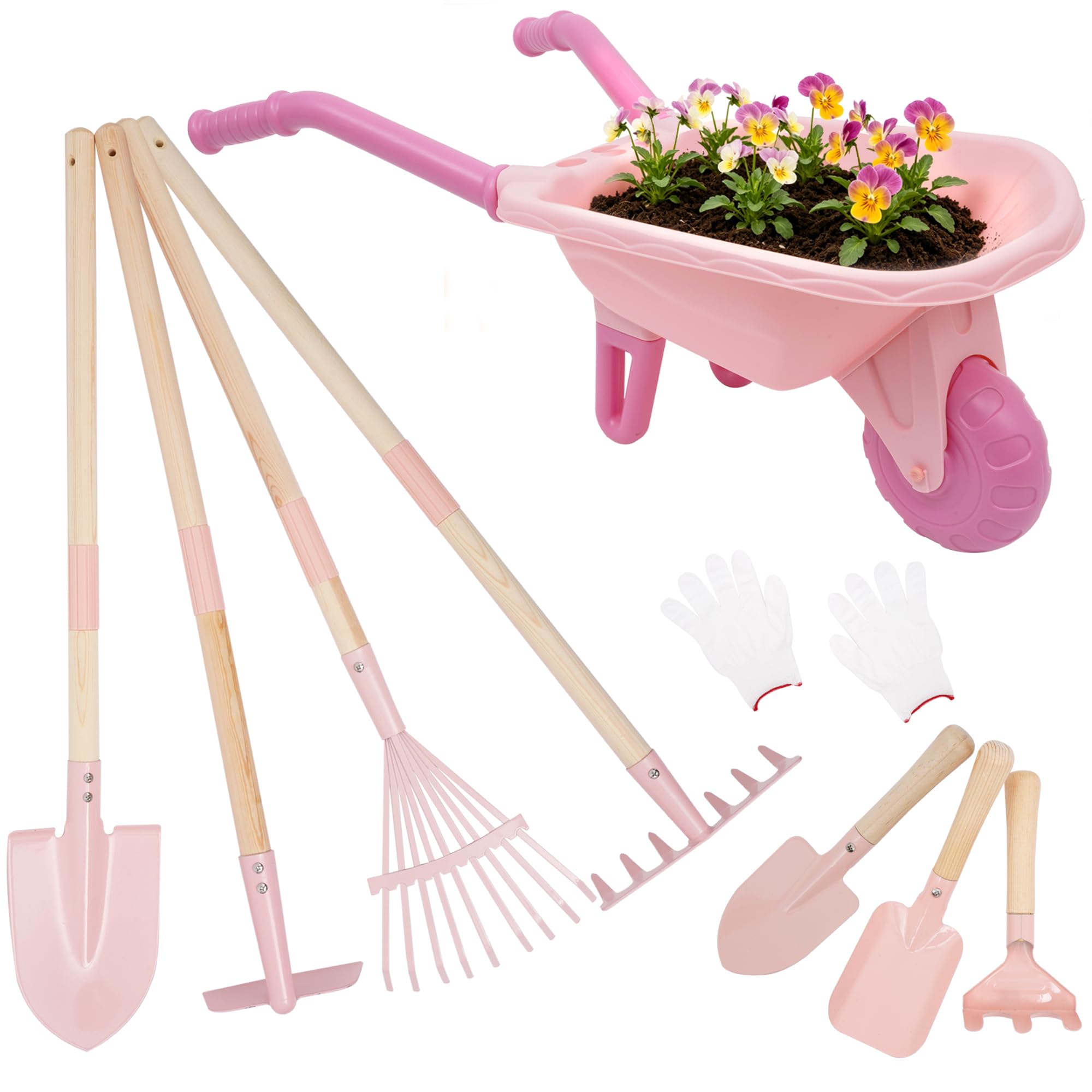 Kids Gardening Set with Wheelbarrow Birthday Gifts