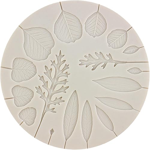 Miniatura 3 de MINFEIDMS Molde de follaje de invierno Molde de hojas de silicona para hojas de boda, molde de fondant de chocolate para decoración de pasteles,