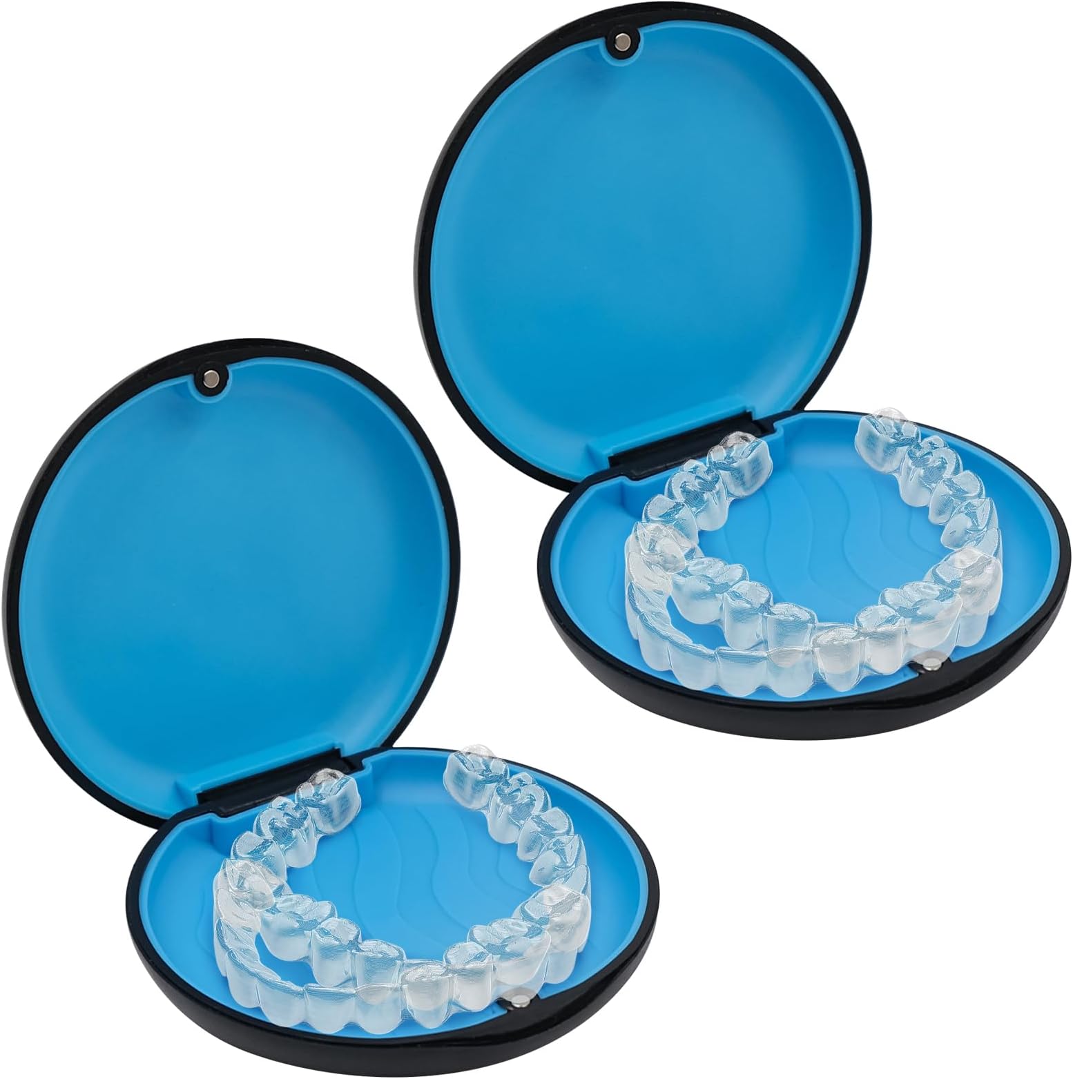 Pack of 2 Braces Box Tooth Splint Box Compatible with Invisalign, Retainer Case with Removal Tools & Brush, Removable Inner Silicone Compartment