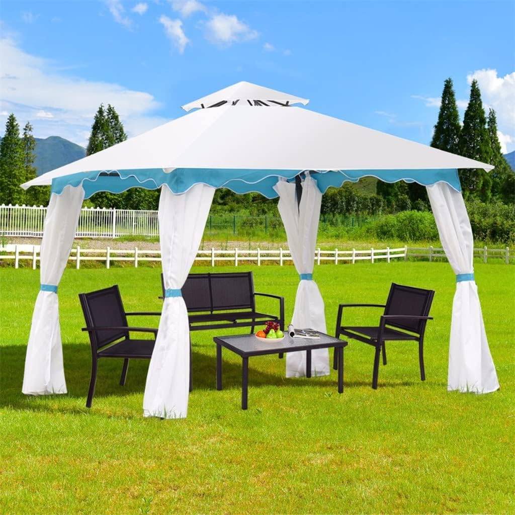 2 Tier 10'x10' Patio Gazebo Canopy Tent Steel Frame Shelter Awning W/Side Walls Outdoor Furniture