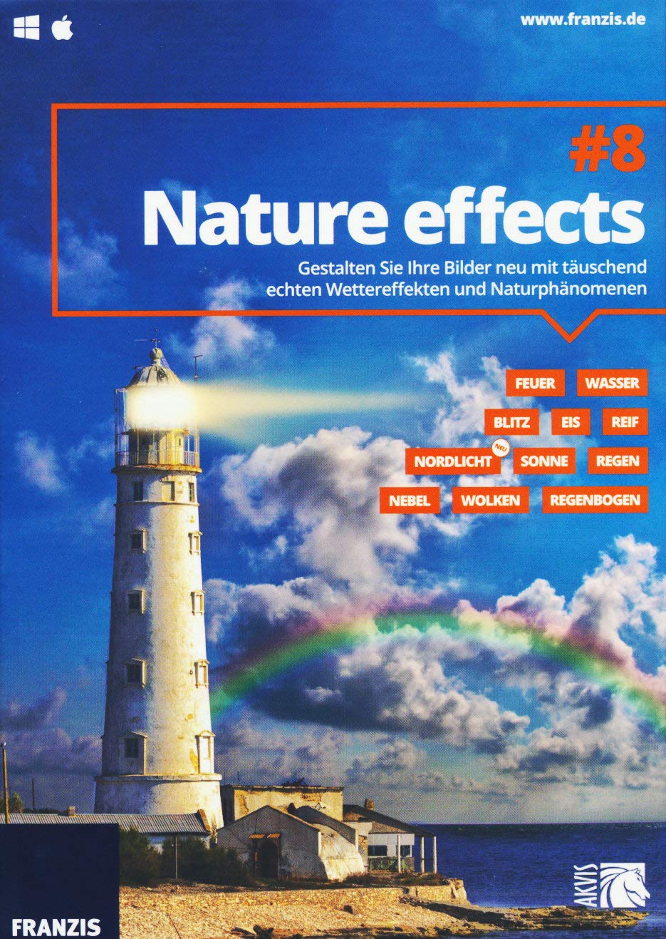 FRANZIS Nature effects 8|#8|3 Geräte|-|Windows 10/8.1/8/7/Vista/XP und Mac OS X 10.7 - 10.11 (El Capitan)|Disc|Disc