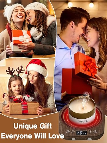 Miniatura 7 de PUSEE Plato calentador de velas grande con 2 ajustes de temperatura, calentador de taza de café con apagado automático, calentador de cera de