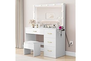 DWVO Vanity Desk with Lighting Mirror, Exclusively Yours Vanity Beauty