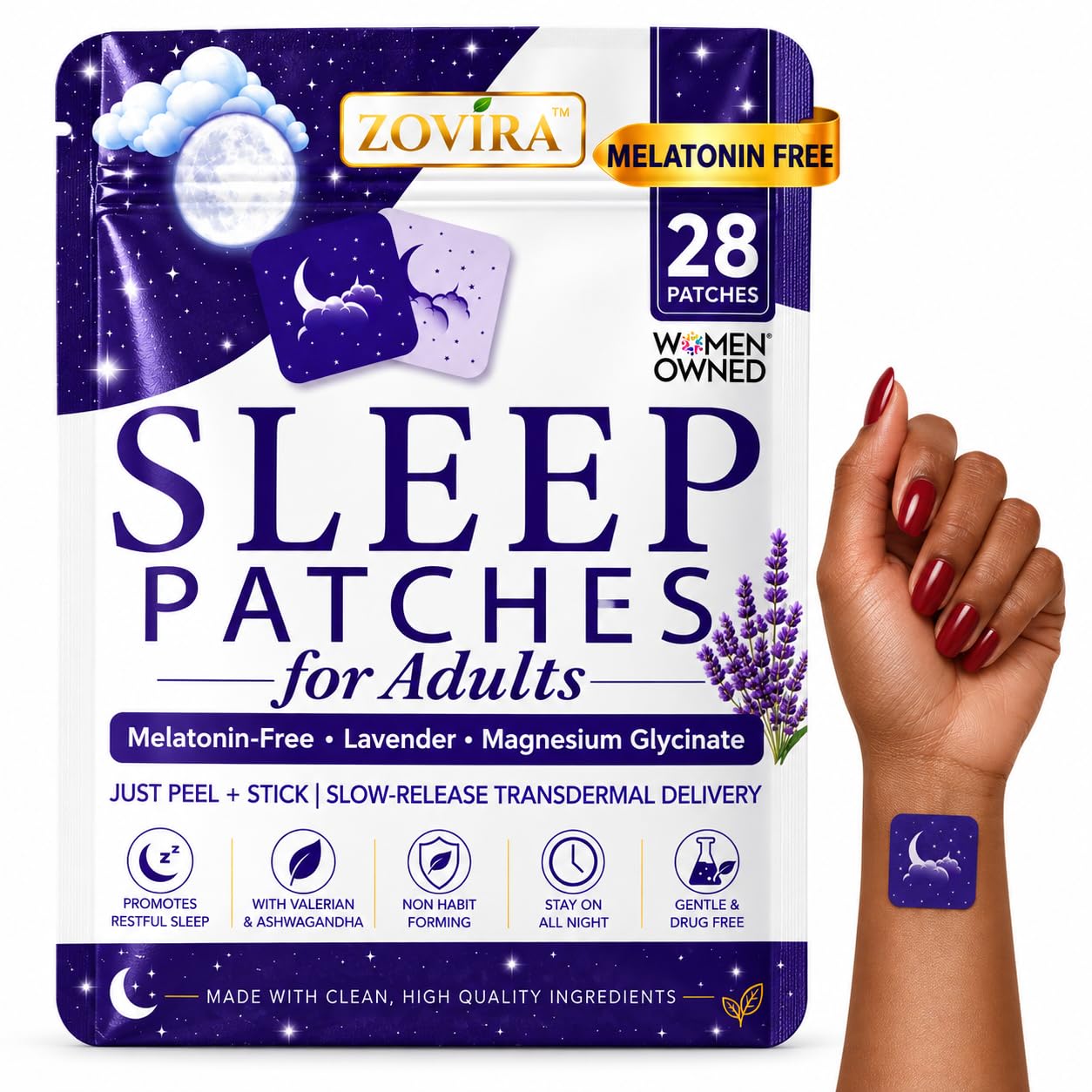 Sleep Patches for Adults — Extra Strength Melatonin & Magnesium Patch — Time-Release Sleep Aid Stickers — Non-Habit Forming, Hypoallergenic — 28 Transdermal Patches for Deep Rest & Relaxation — Amazon image 10