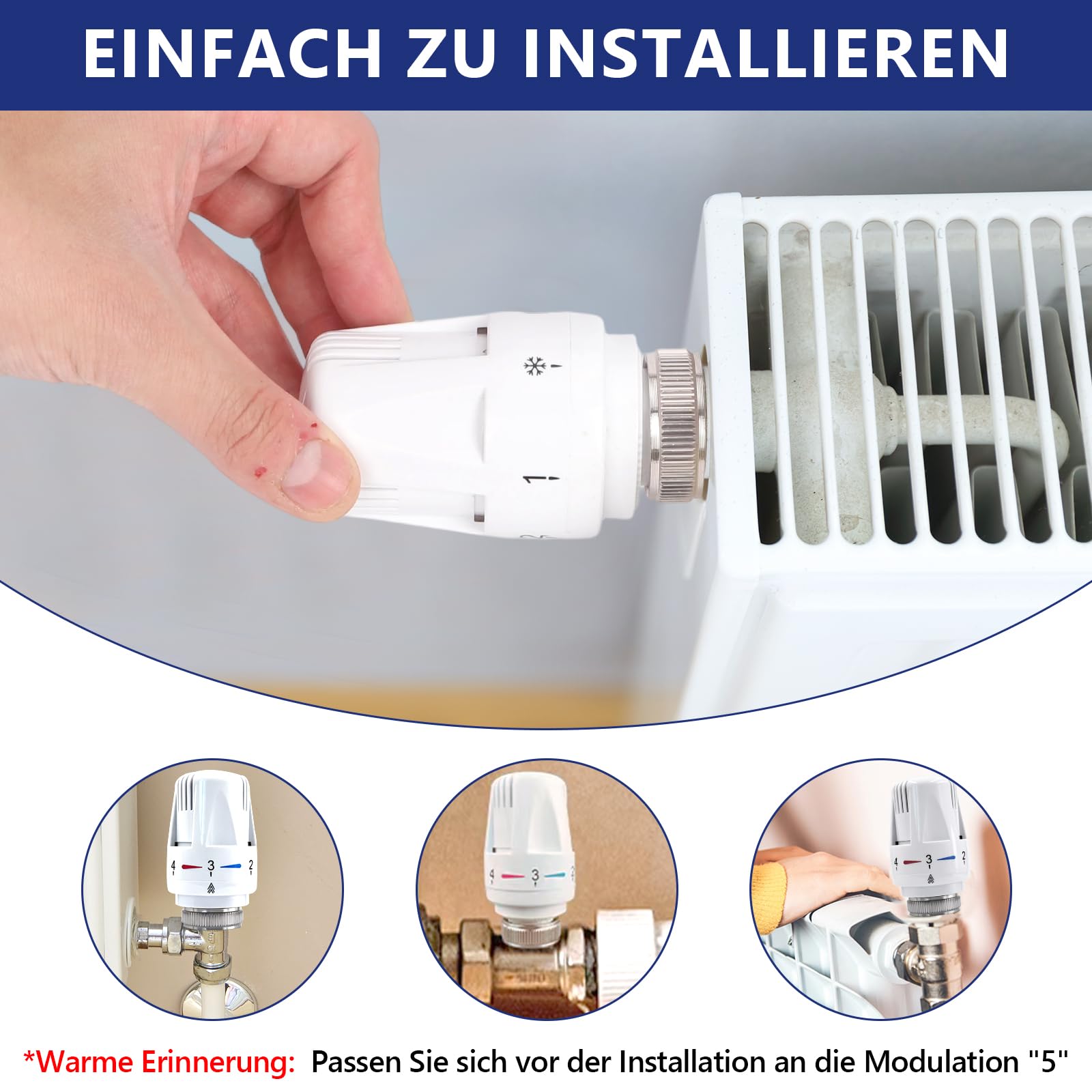 Thermostatkopf Heizungsthermostat Heizkörperthermostat Heizungsregler Heizkörperventil für Gewinde M30x1,5 für Büro und Zuhause (6 Stück)