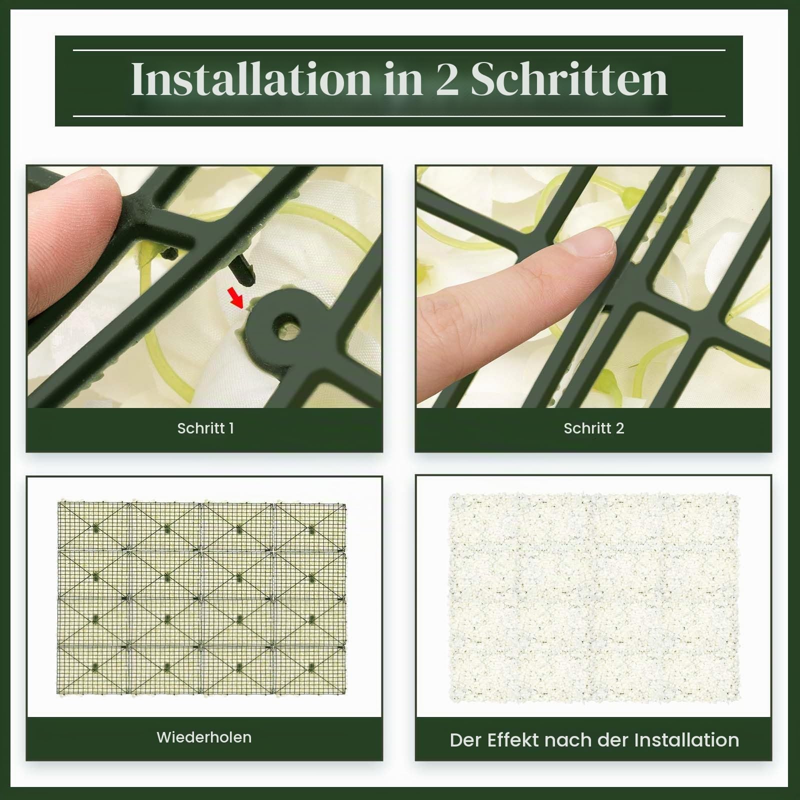 20Pcs Kunstblumen Seiden Wandpaneele Party Dekor Hochzeit Hintergrund KüNstliche Blumen Wand Seidenblume Deco DIY Fest Geburtstag Fotografie FüR Garten Romantische Paneele Rechteckig Weiß 60*40Cm
