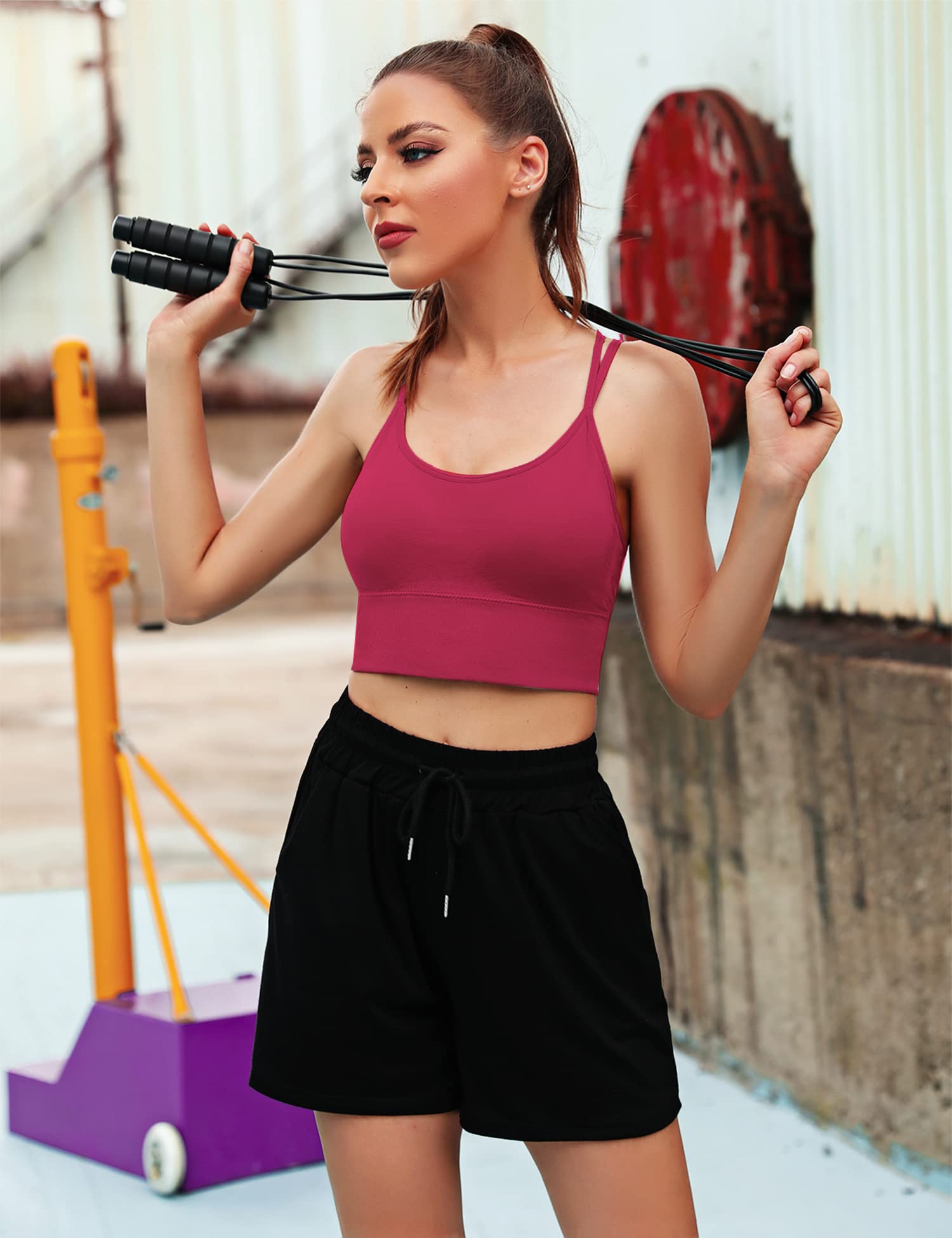 Sykooria Reggiseno Sportivo Donna Top Reggiseno Donna Senza Ferretto con Imbottito Top Donna Fitness Supporto Bustino per Yoga Running S-XL