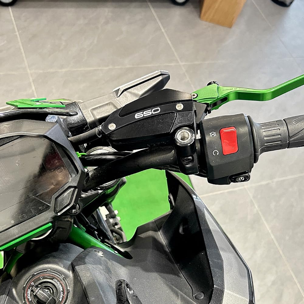 Für KAWASAKI Z650 Z 650 RS Ninja650 ninja 650 2017-2025 Versys650 Aluminium Zubehör Motorrad Vorne Hinten Abdeckung des Bremsflüssigkeitsbehälters Motoröl-Einfülldeckel Beschützer (Schwarz)