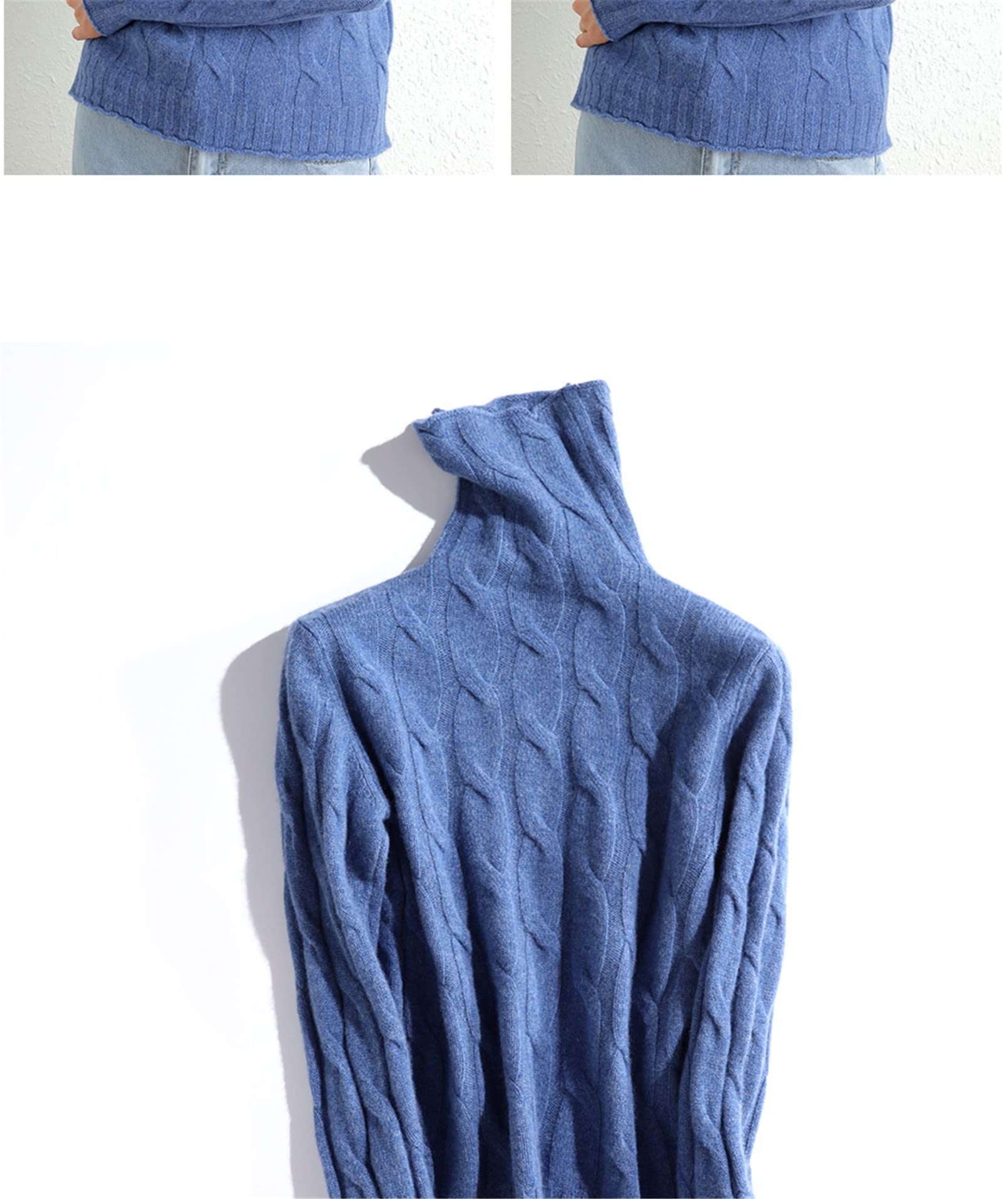 Maglione Dolcevita di Lana Donne Caldo Morbido Maglia Pullover Femme Donne Cashmere Jumper