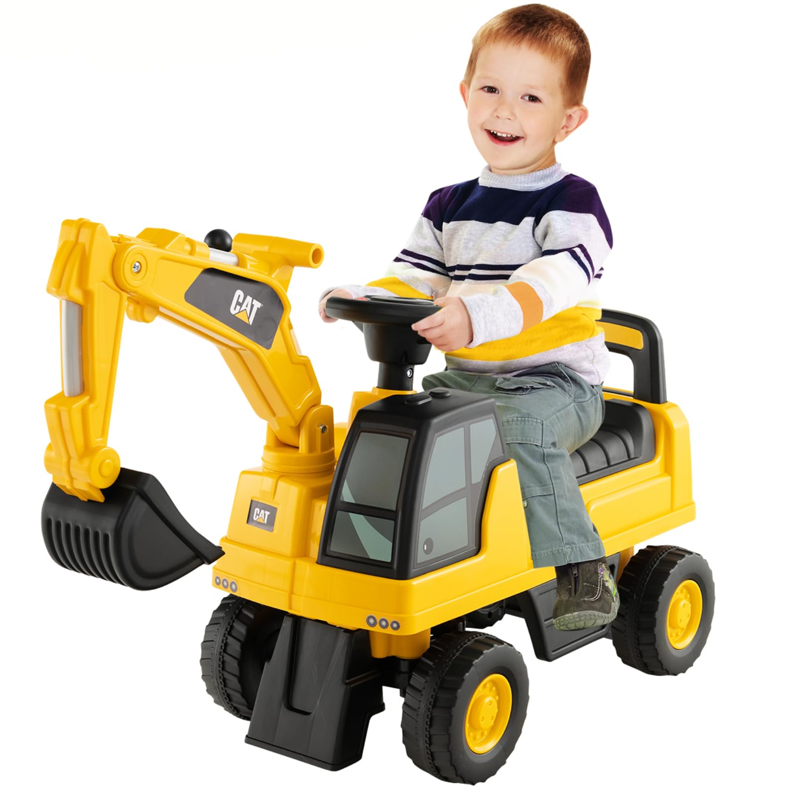 Maxmass Kids Ride on Digger, Caterpillar Licensed Toddler Ride on Excavator with Adjustable Bucket, Underneath Storage, Horn, Children Bulldozer Toy Car Construction Vehicle for 1-3 Years Old